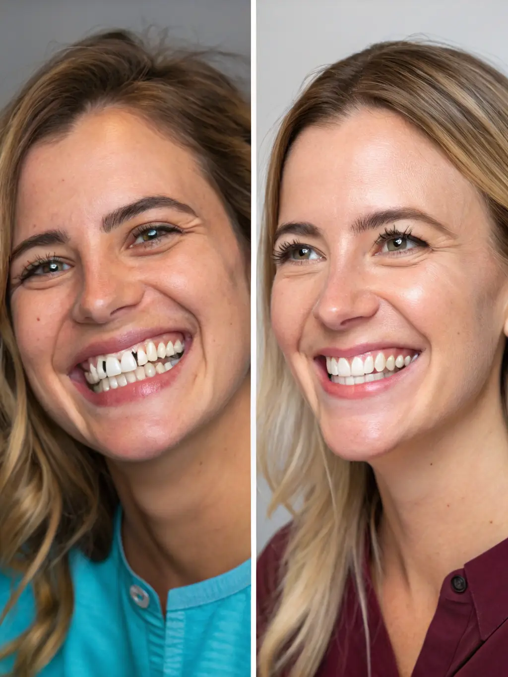 An image of a patient's smile before and after a teeth whitening treatment, highlighting the visible improvement in brightness and aesthetics.