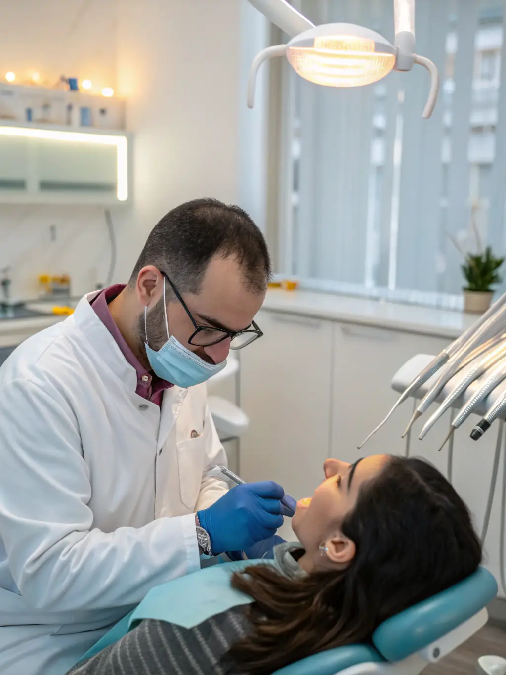 A dentist performing a tooth extraction with a focus on patient comfort, illustrating Advancedental1's commitment to safe and comfortable emergency extractions.